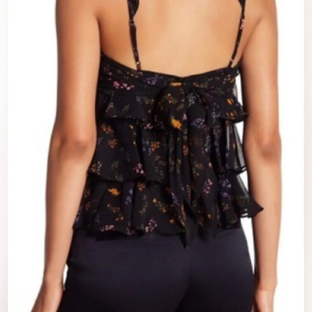 Rebecca Minkoff Ruffle Sleeve Top Size Small Self Tie Back - Picture 2 of 7